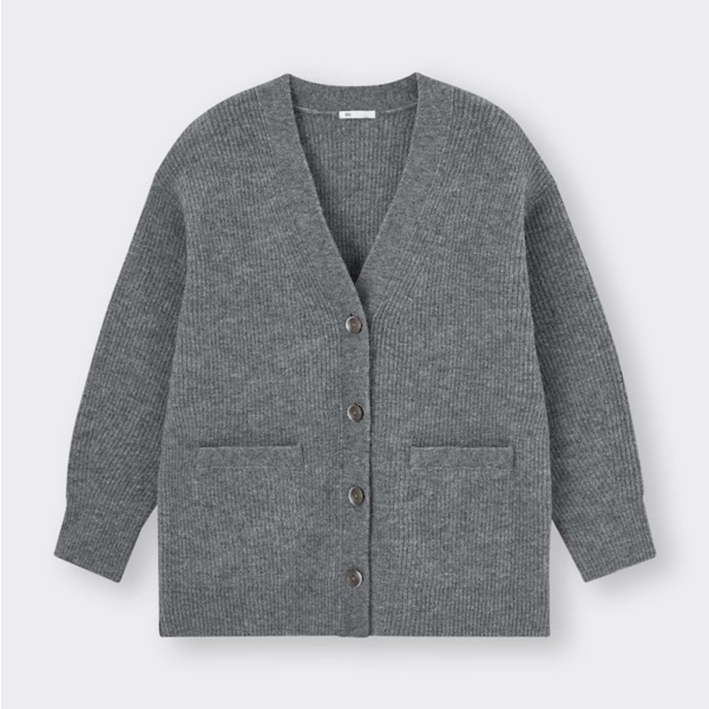 GU Japan Gray Knit Button down Cardigan